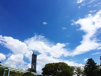 Low angle view of building against cloudy sky