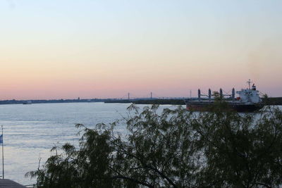 View of calm sea at sunset