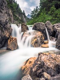 Scenic view of waterfall