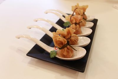 High angle view of food on table