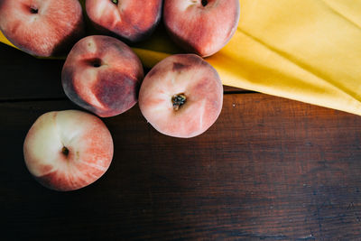 High angle view of apples on table