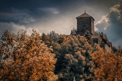 Panoramic view of trees and buildings against sky