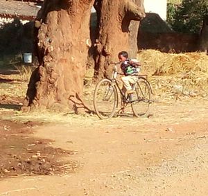Man cycling on bicycle
