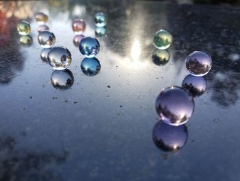 High angle view of bubbles in water