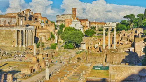 Looking through the hostory of ancient rome. centuries old town still visible in this shot.