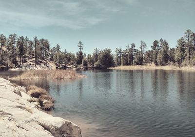 Scenic view of lake against sky