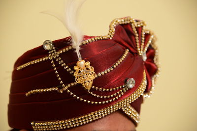 Close-up of man wearing turban