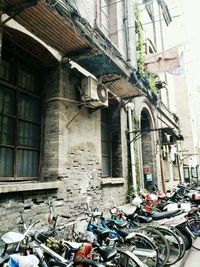 Bicycles parked in front of building