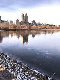 Reflection of buildings in water