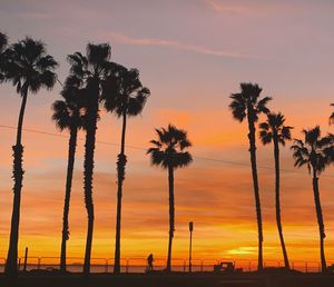 Silhouette palm trees against sky during sunset
