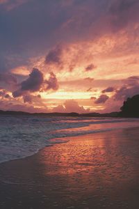 Scenic view of sea at sunset