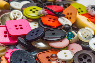 High angle view of various toys on table