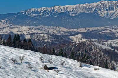 Scenic view of snowcapped mountains