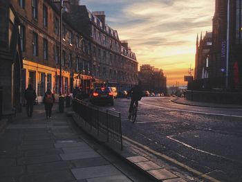 City street at sunset