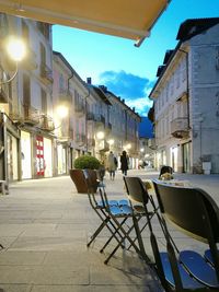 View of illuminated city at night