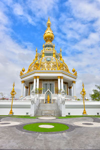 Exterior of temple building against sky