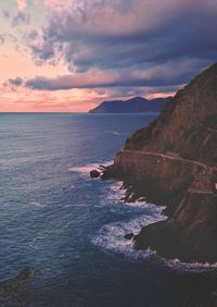 Scenic view of sea against sky during sunset