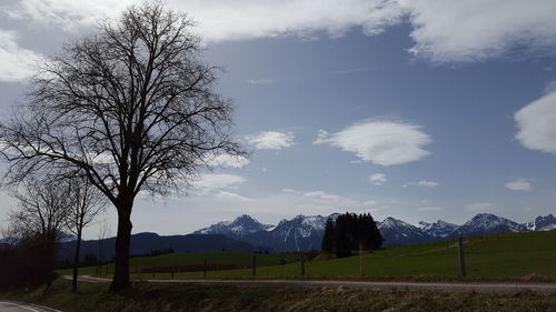 Scenic view of landscape against cloudy sky