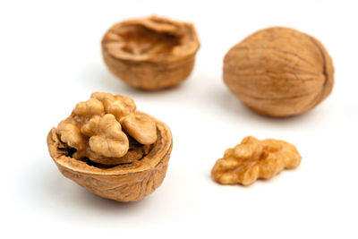 Close-up of cookies against white background