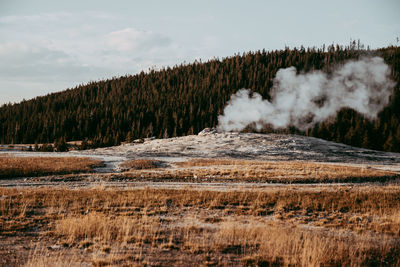 Scenic view of land against sky