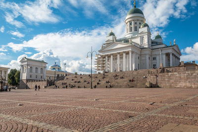 Exterior of historic building against sky