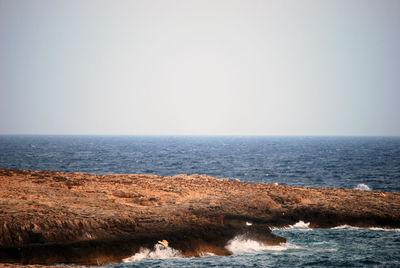 Scenic view of sea against clear sky