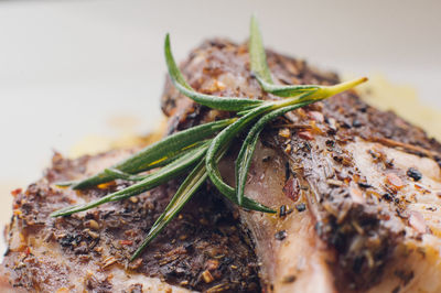 Close-up of meat served in plate