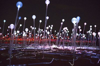 Close-up of illuminated lighting equipment