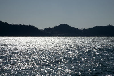 Scenic view of sea against clear sky