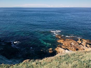 High angle view of sea against sky