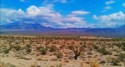 Scenic view of mountains against sky