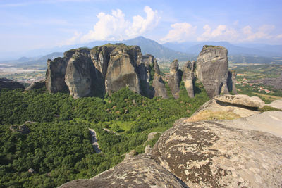 Scenic view of rocky mountains against sky