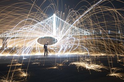 Full length of illuminated ferris wheel at night