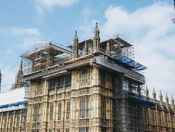 Low angle view of traditional building against sky