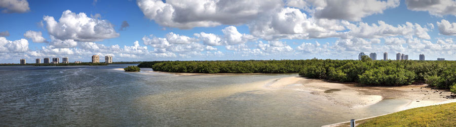 Panoramic of estero bay with its mangrove islands in bonita springs, florida