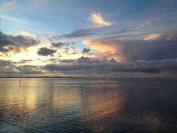 Scenic view of sea against sky at sunset