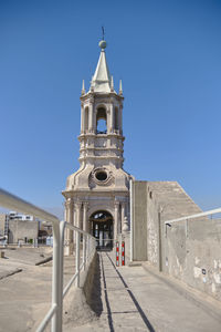 Arequipa, peru, bell in steeple on top of the cathedral main church at the morning