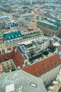 High angle view of buildings in town