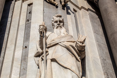 Low angle view of statue outside temple