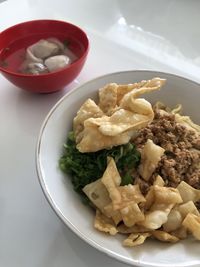 High angle view of meal served in plate