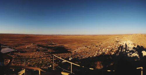 Scenic view of landscape against clear blue sky