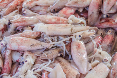 Full frame shot of fish for sale at market