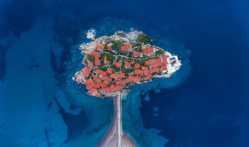 High angle view of island amidst sea