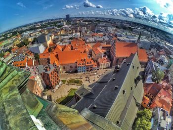 High angle view of townscape against sky