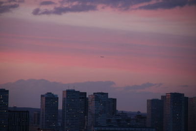 View of city at sunset
