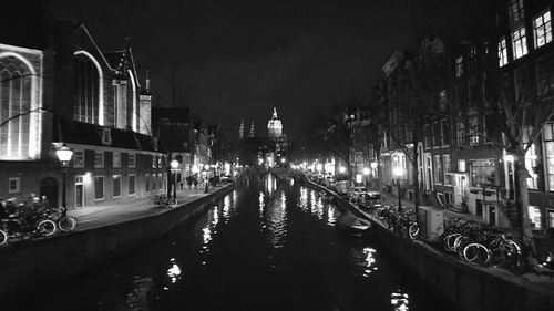 Panoramic view of illuminated city against sky at night