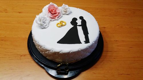 High angle view of cake on table