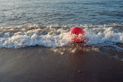 Sea waves splashing on shore