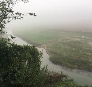 Scenic view of lake against sky