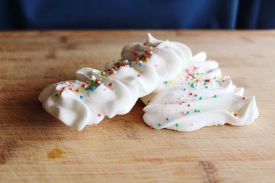 High angle view of cake on table